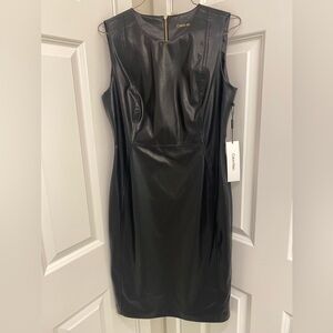 Calvin Klein Black Faux Leather Dress ( Brand New with tag )